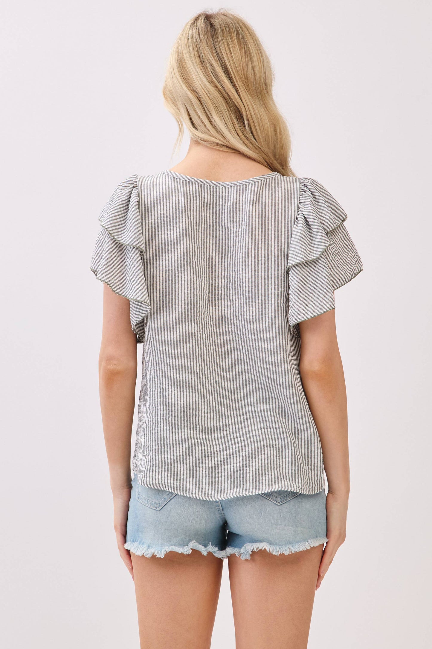 Delcy Ruffle Sleeve Blouse S-XL