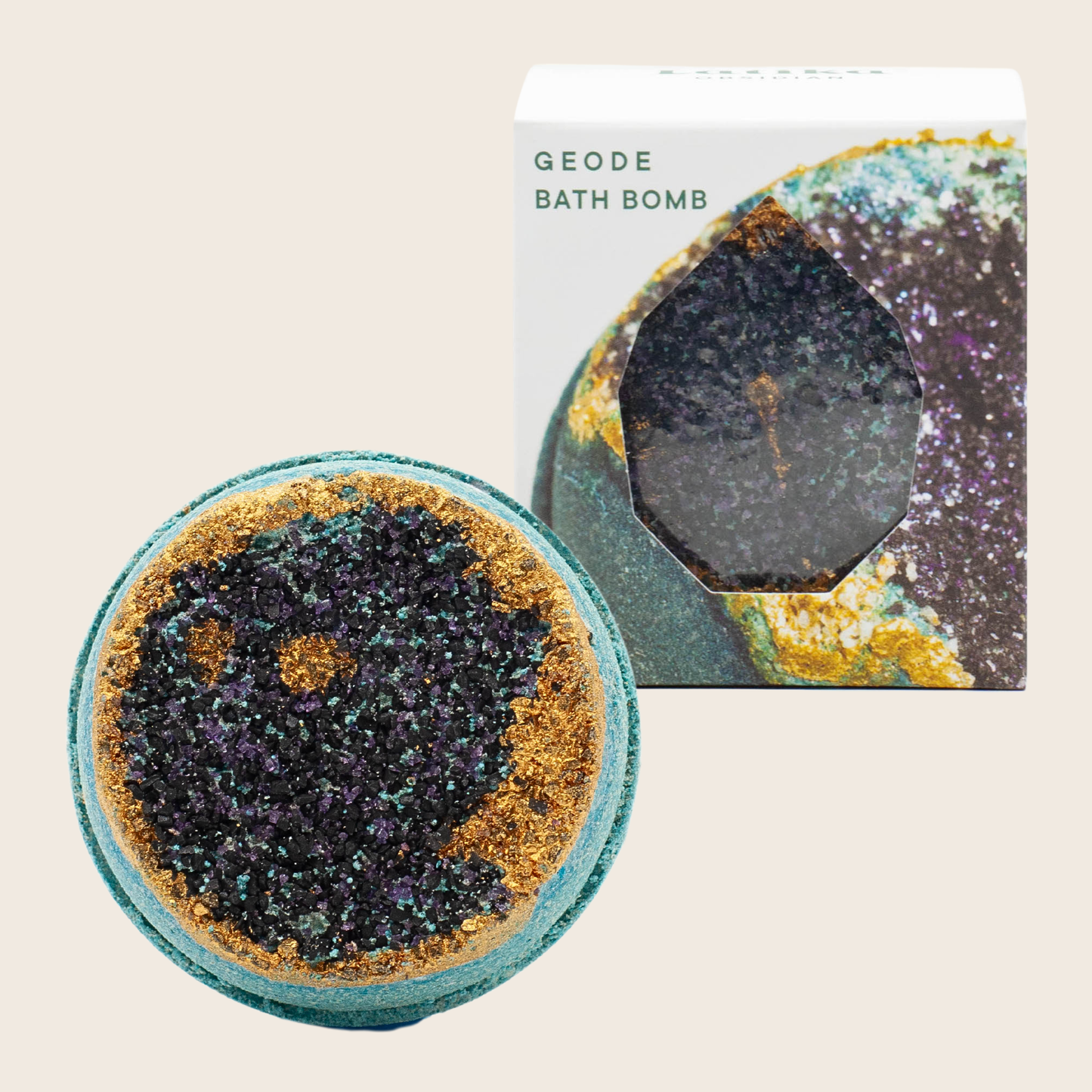 🎄Crystal Geode Bath Bomb - Obsidian, Gold + Black