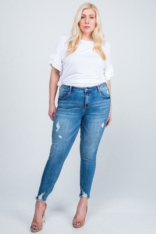 Plus Size - Rose Mid Rise Skinny Jeans
