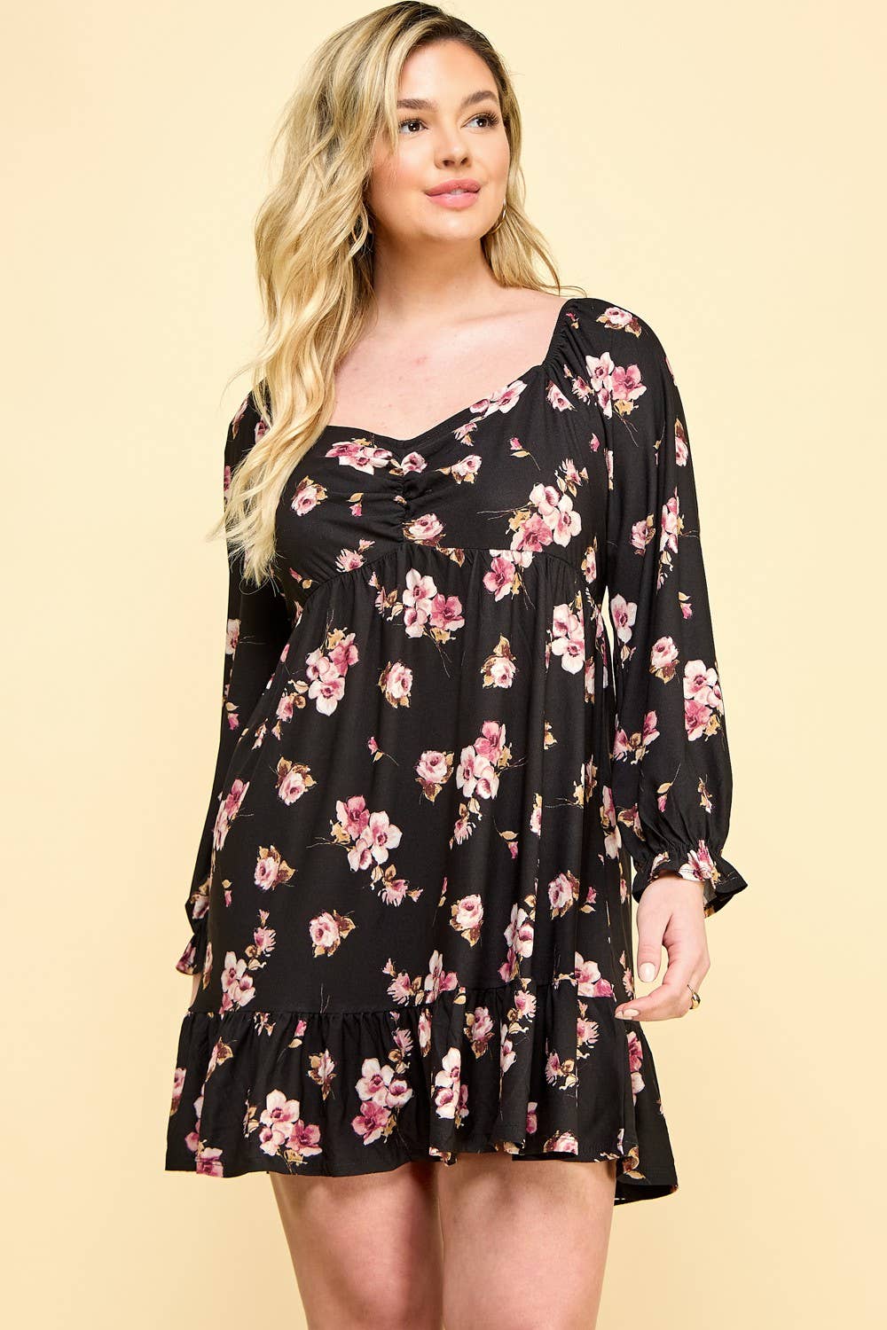 Curvy Raya Floral Babydoll Dress