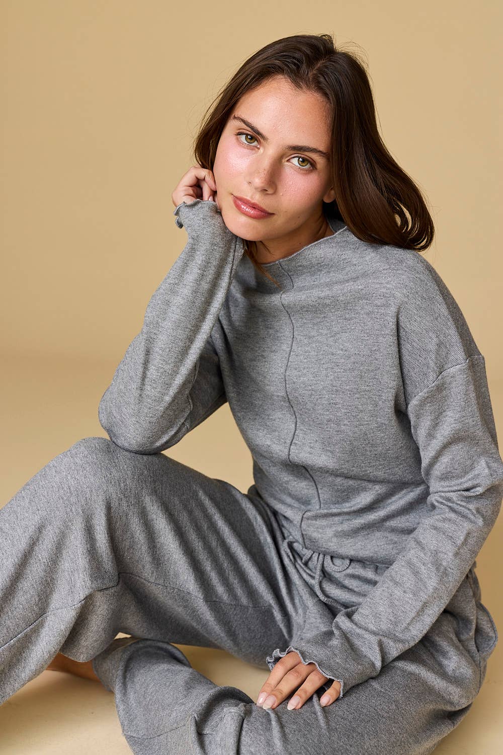 Caden Seam Detailed Knit Top and Pants Set