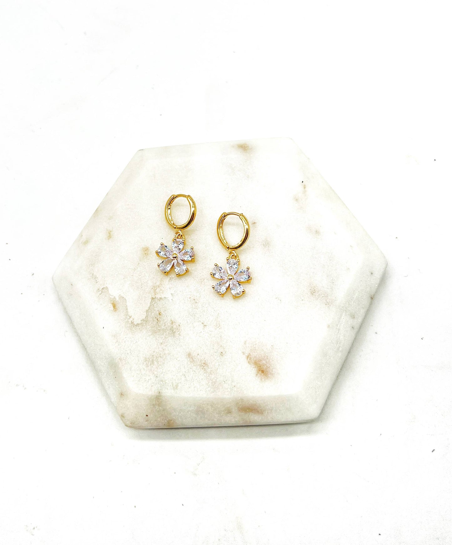Flower Huggie Hoop Earrings