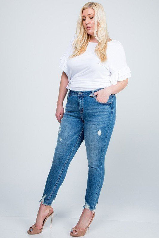 Plus Size - Rose Mid Rise Skinny Jeans