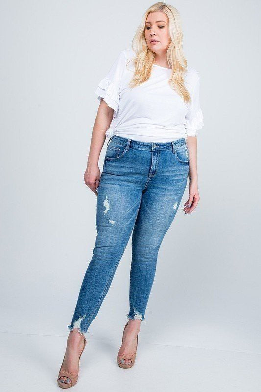 Plus Size - Rose Mid Rise Skinny Jeans