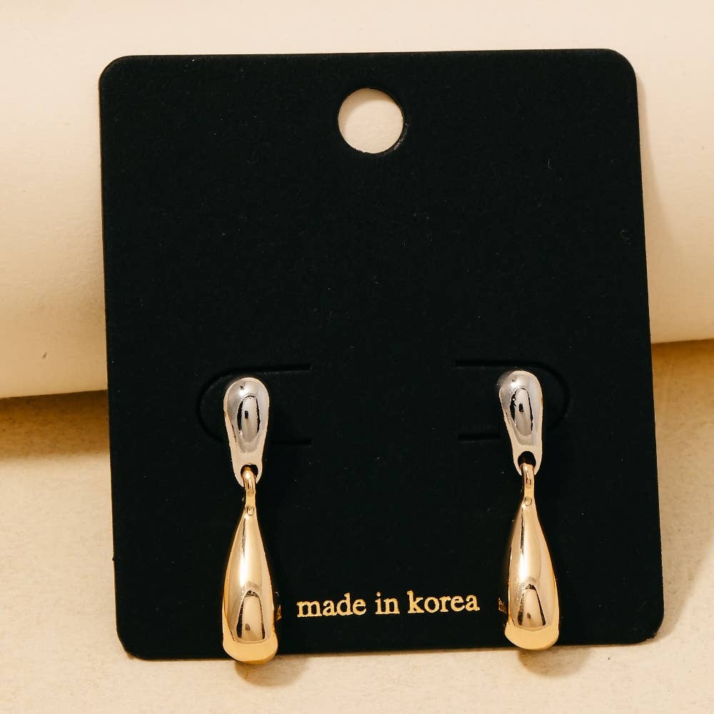 Double Metallic Tear Dangle Earrings