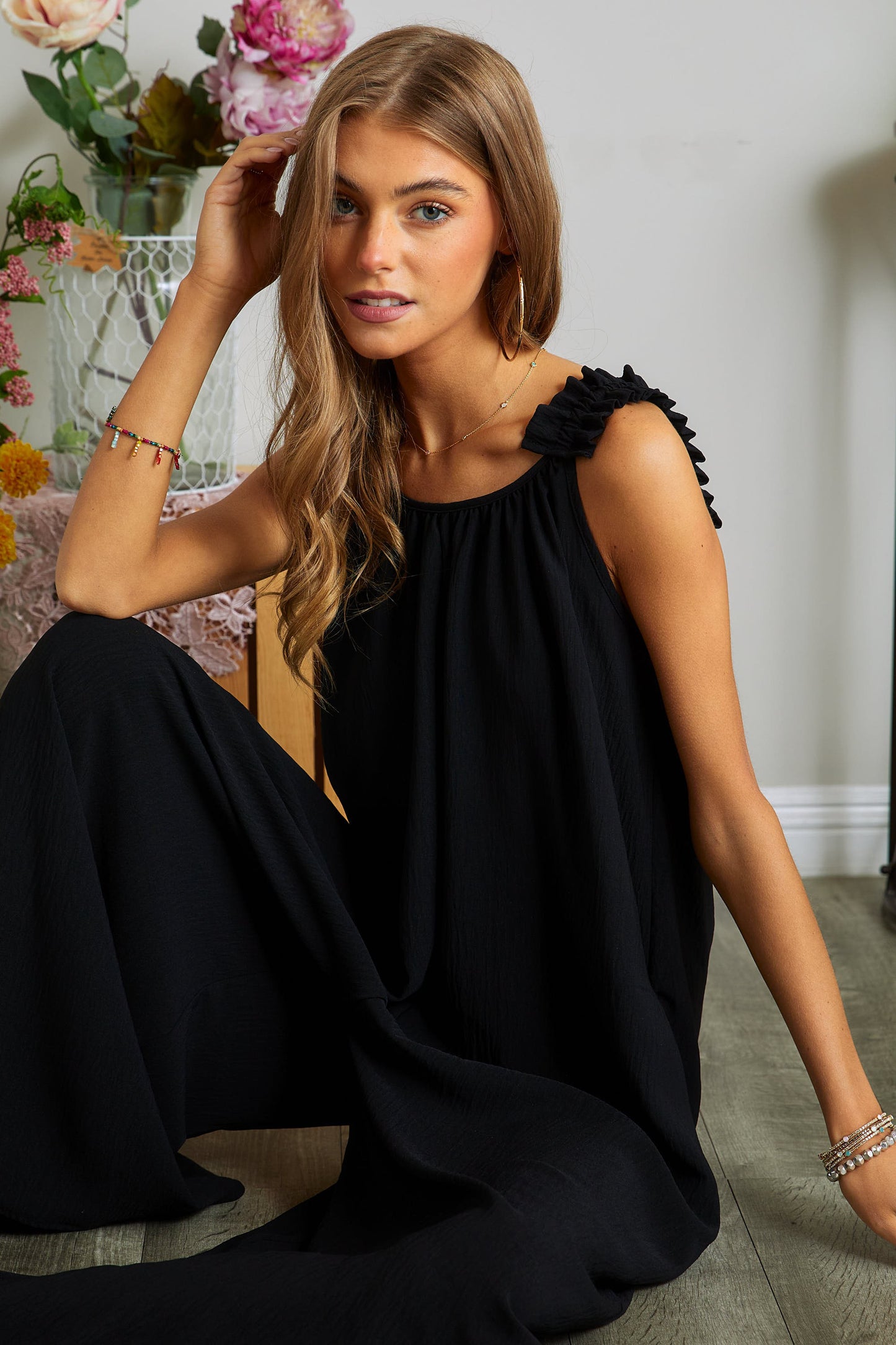 Christine Ruffle Shoulder Jumpsuit