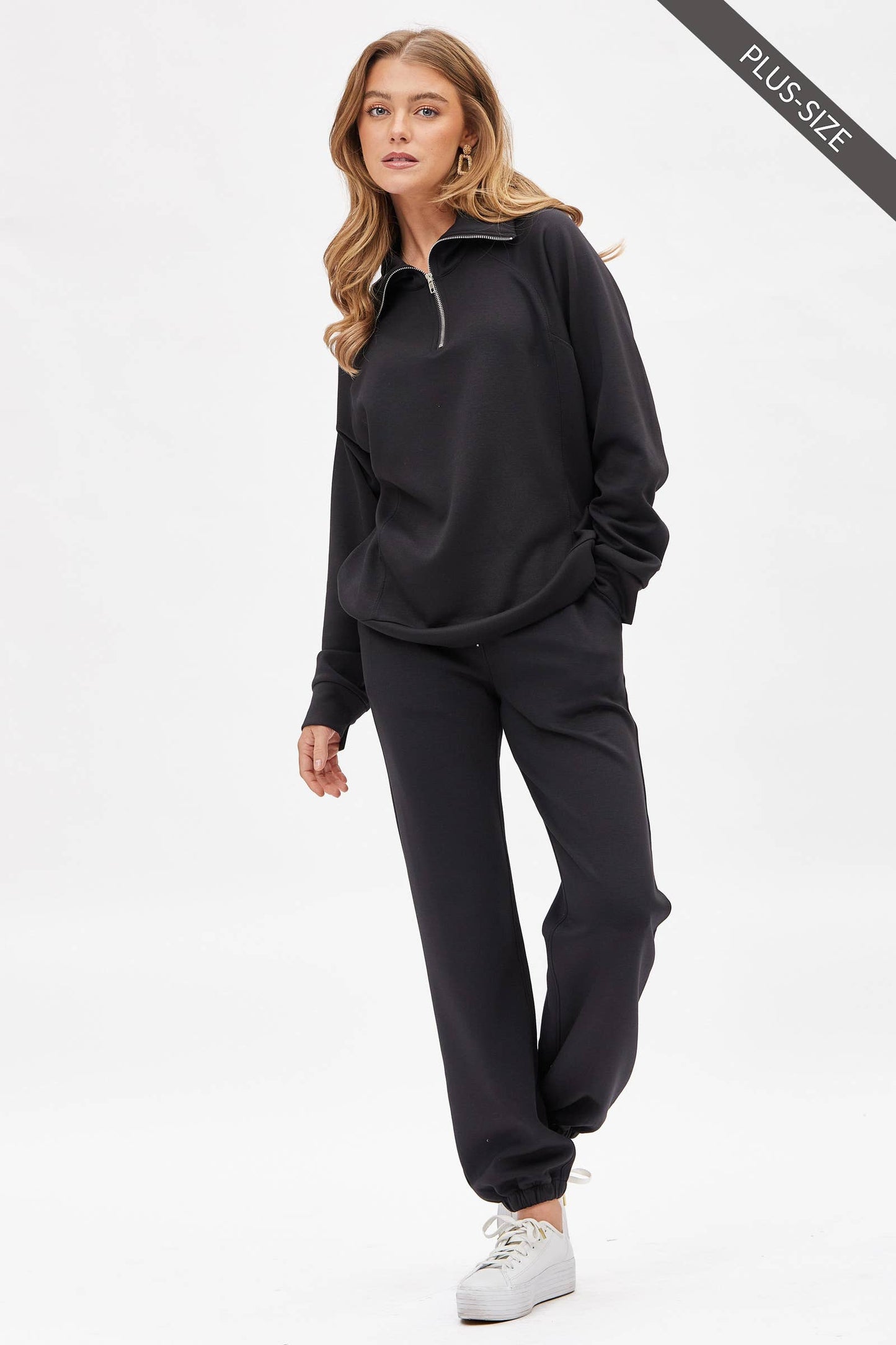 Curvy Quarter Zip Pullover + Jogger Set