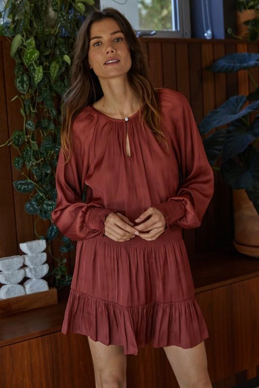 Smocked Burgundy Dress