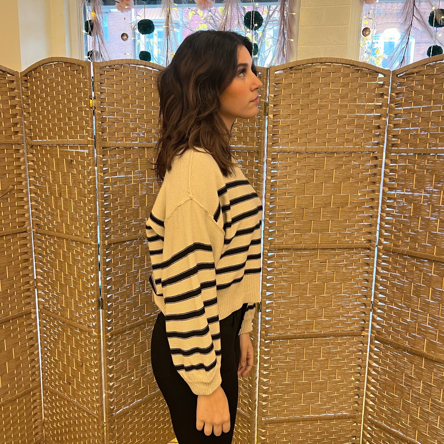 Oversized Striped Knit Pullover