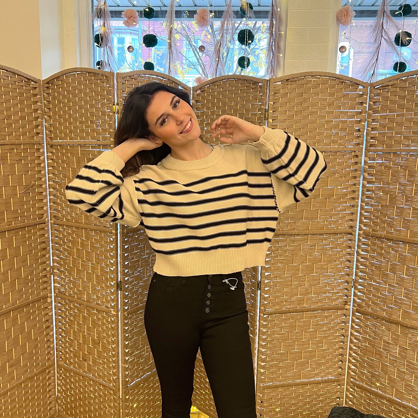 Oversized Striped Knit Pullover