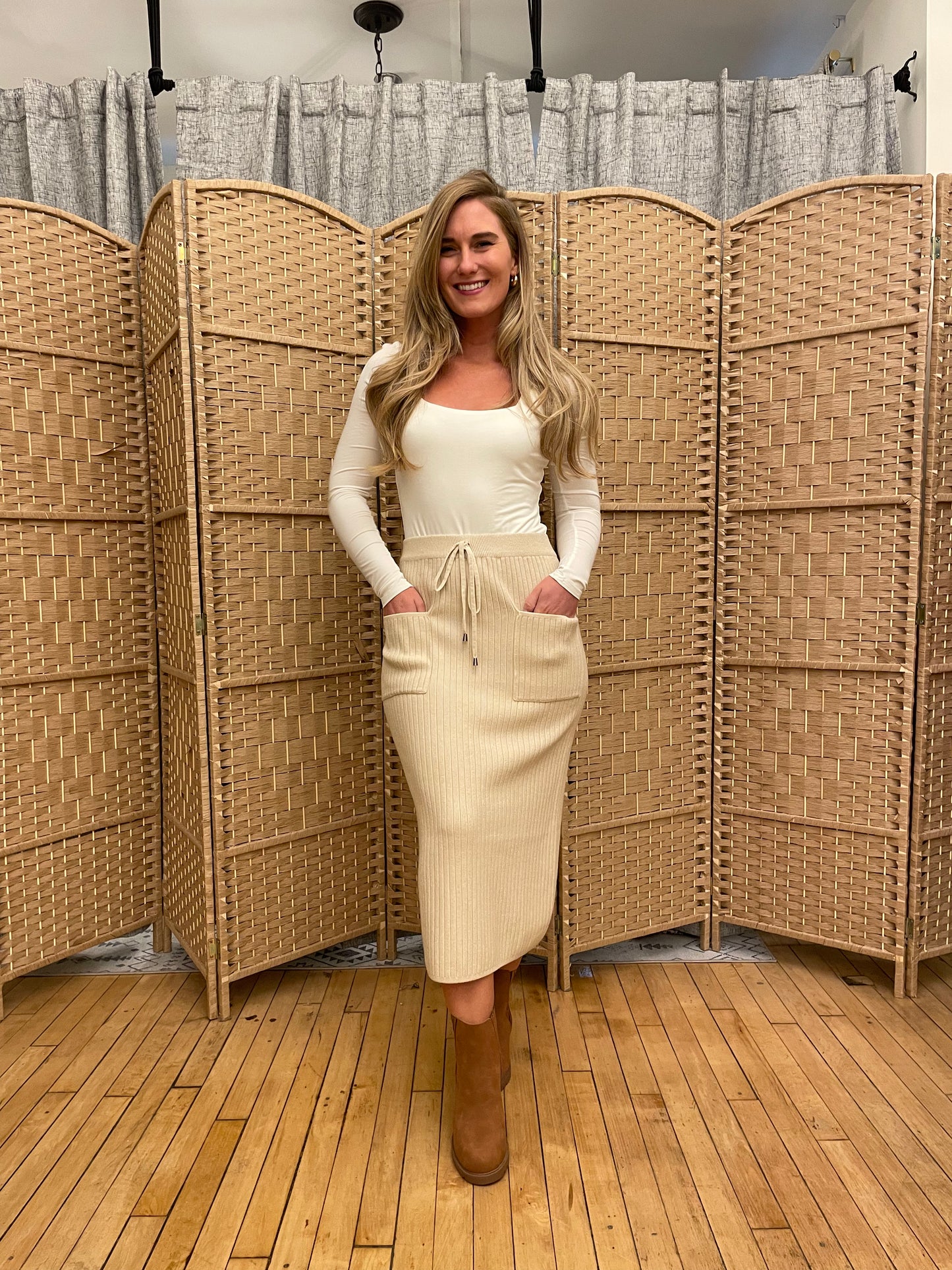 Giselle Ribbed Midi Skirt - Multiple Colors