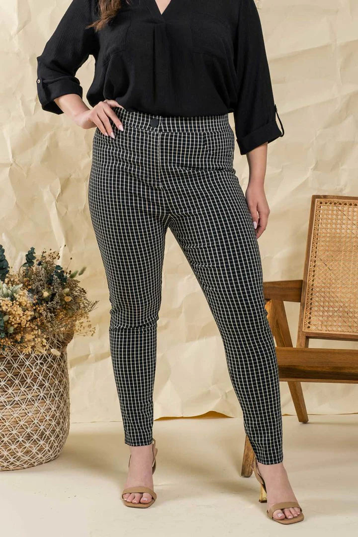 Plus Size Charlotte Checkered Straight Leg Pants