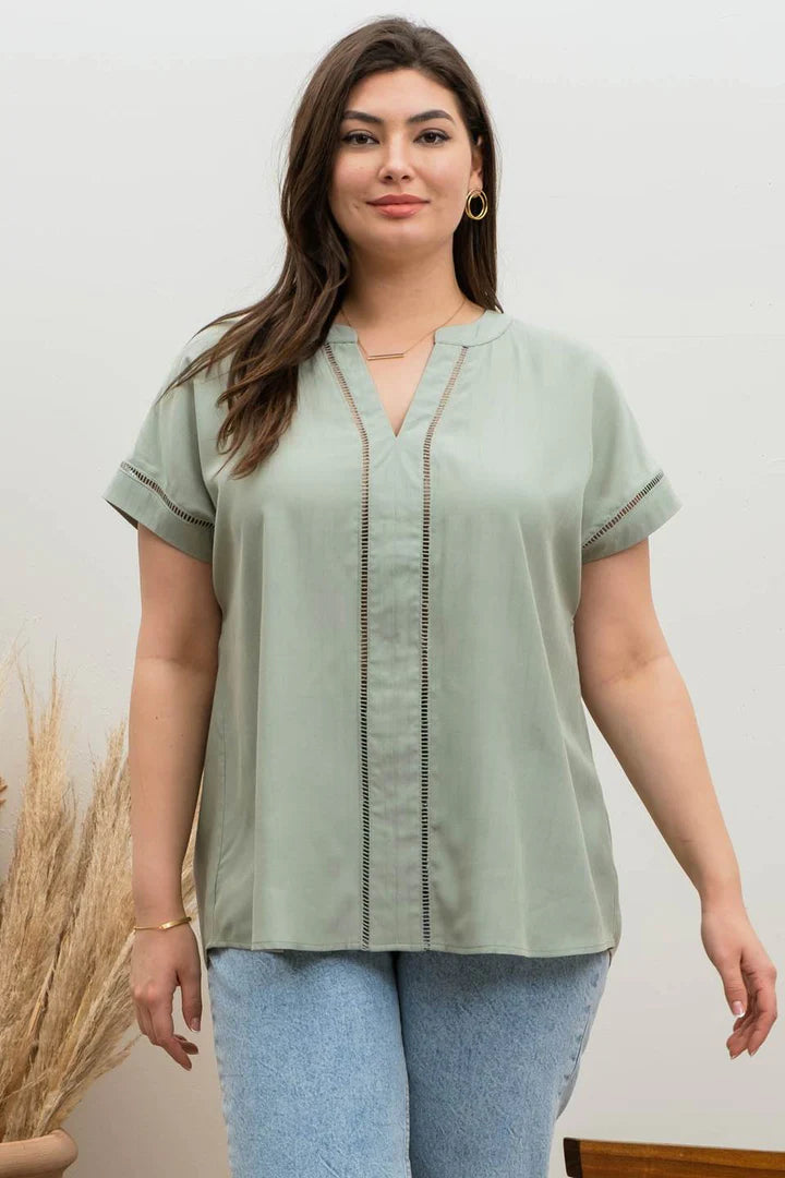 Striped Sage Blouse Plus Size