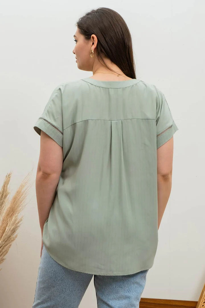 Striped Sage Blouse Plus Size
