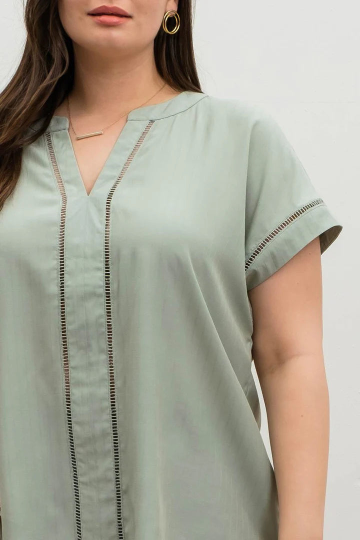 Striped Sage Blouse Plus Size
