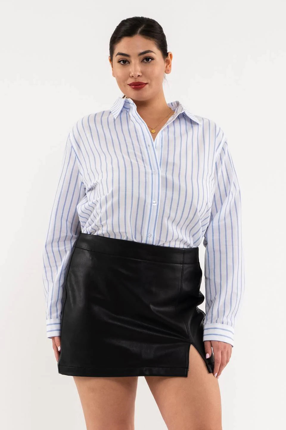 Plus Size Savanna Striped Button Down