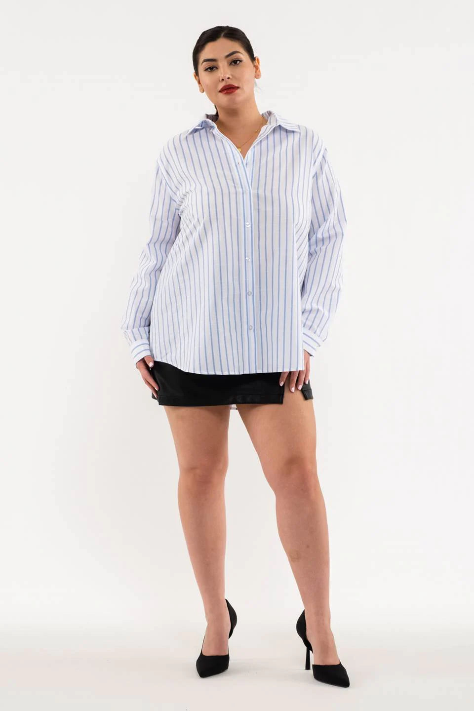 Plus Size Savanna Striped Button Down