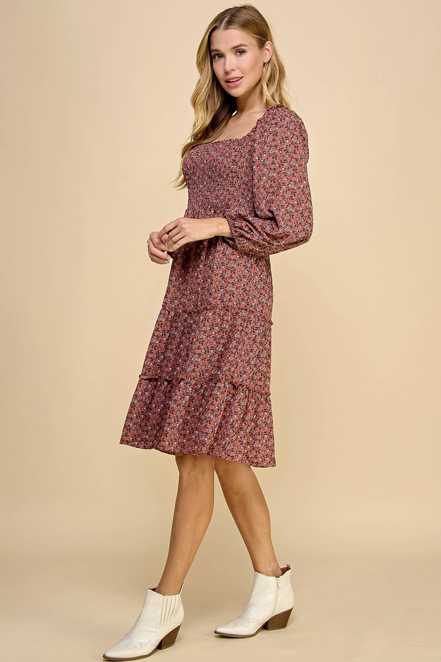 Ireland Tiered Dress W/Smocking S-XL