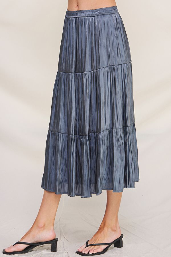 Gunmetal Crinkle Shimmer Skirt