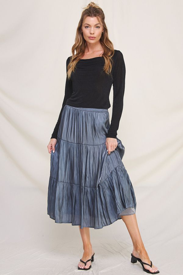 Gunmetal Crinkle Shimmer Skirt