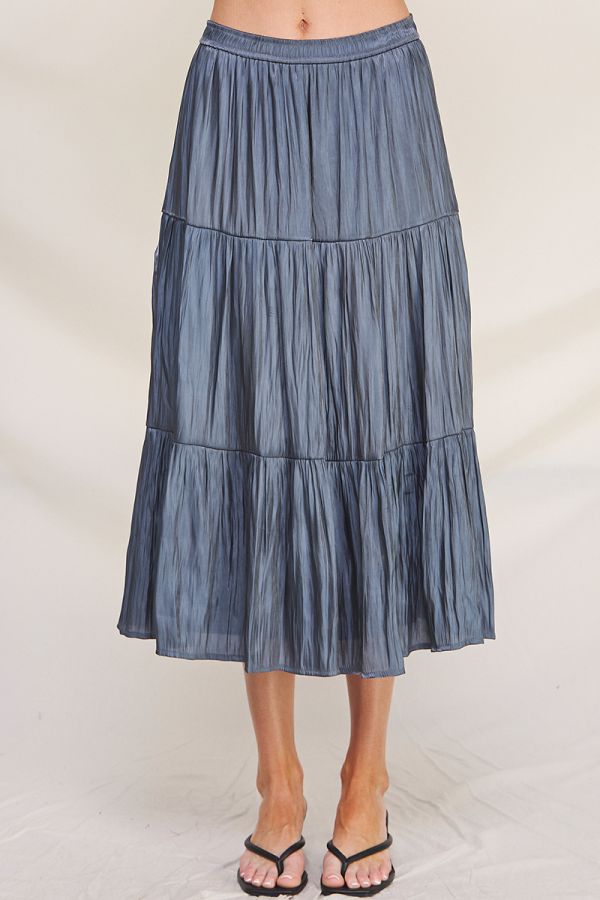 Gunmetal Crinkle Shimmer Skirt