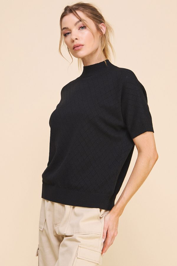 Short Sleeve Pointelle Top - Multiple Colors