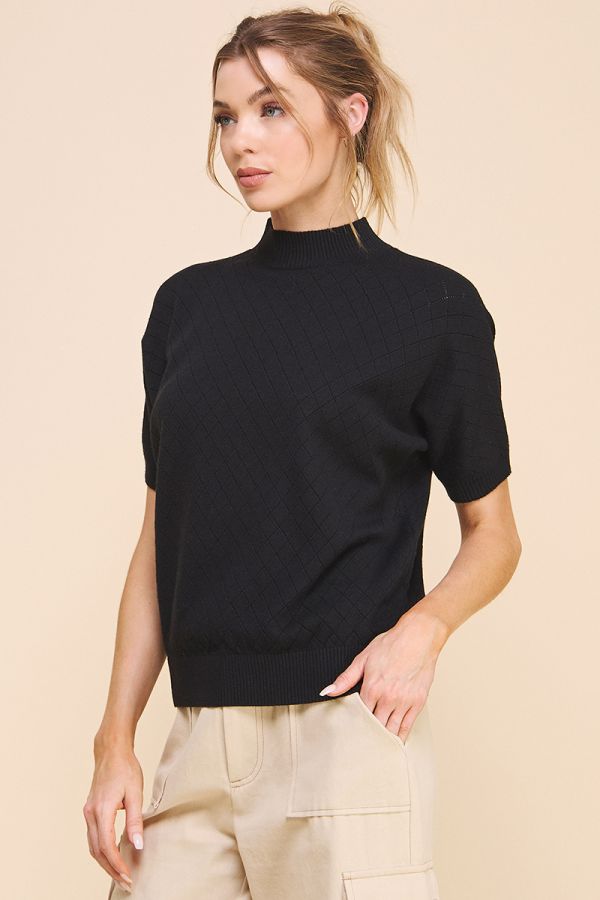 Short Sleeve Pointelle Top - Multiple Colors
