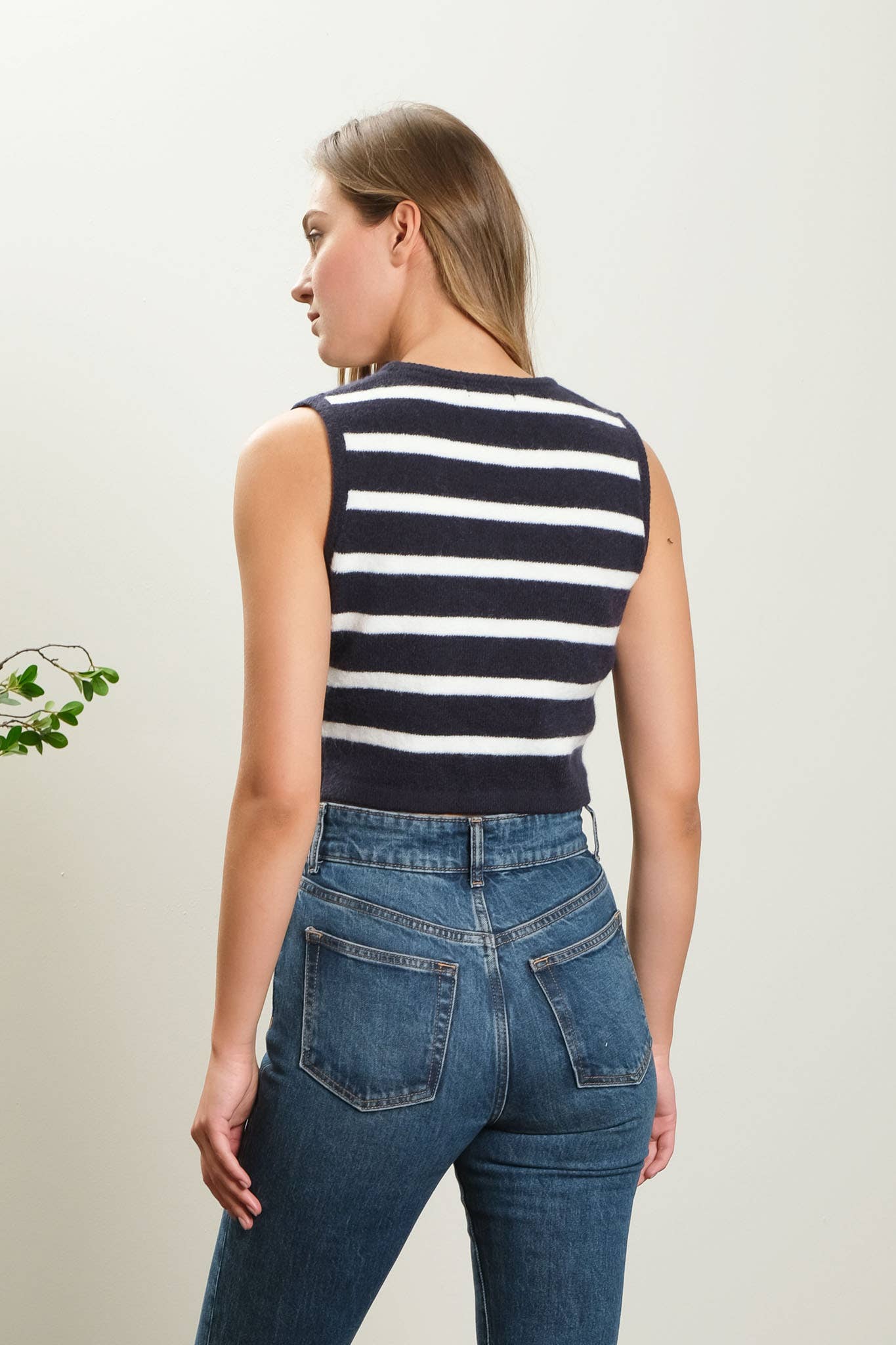 Palmer Striped Button Down Cropped Sweater