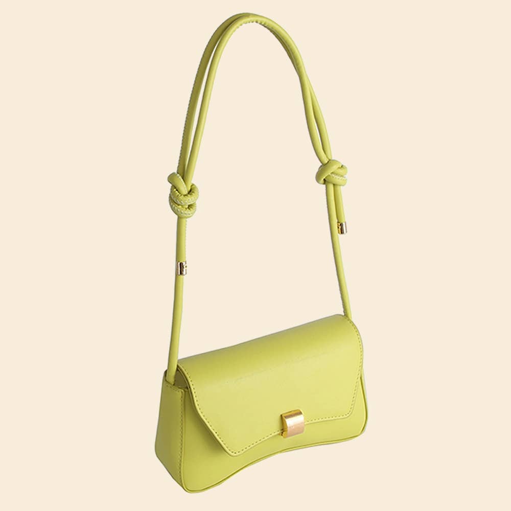 Black Faux Leather Rope Strap Shoulder Bag