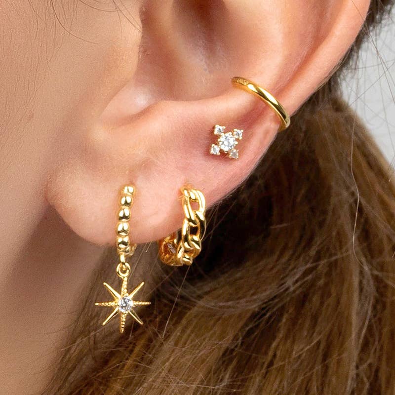 Chain Huggie Hoops