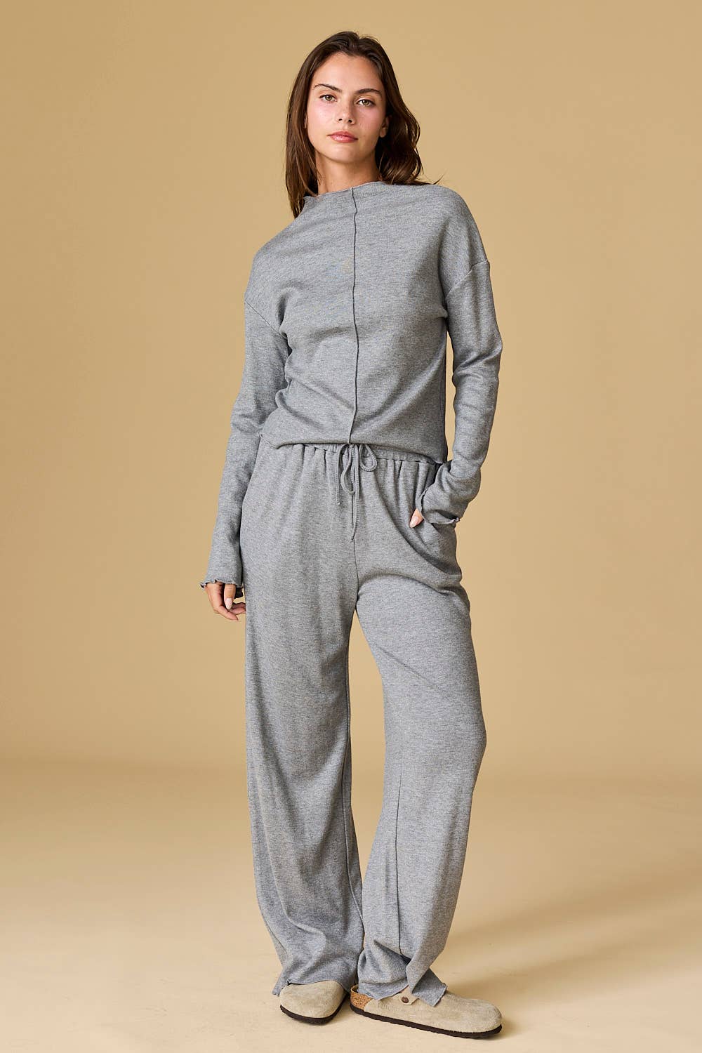 Caden Seam Detailed Knit Top and Pants Set
