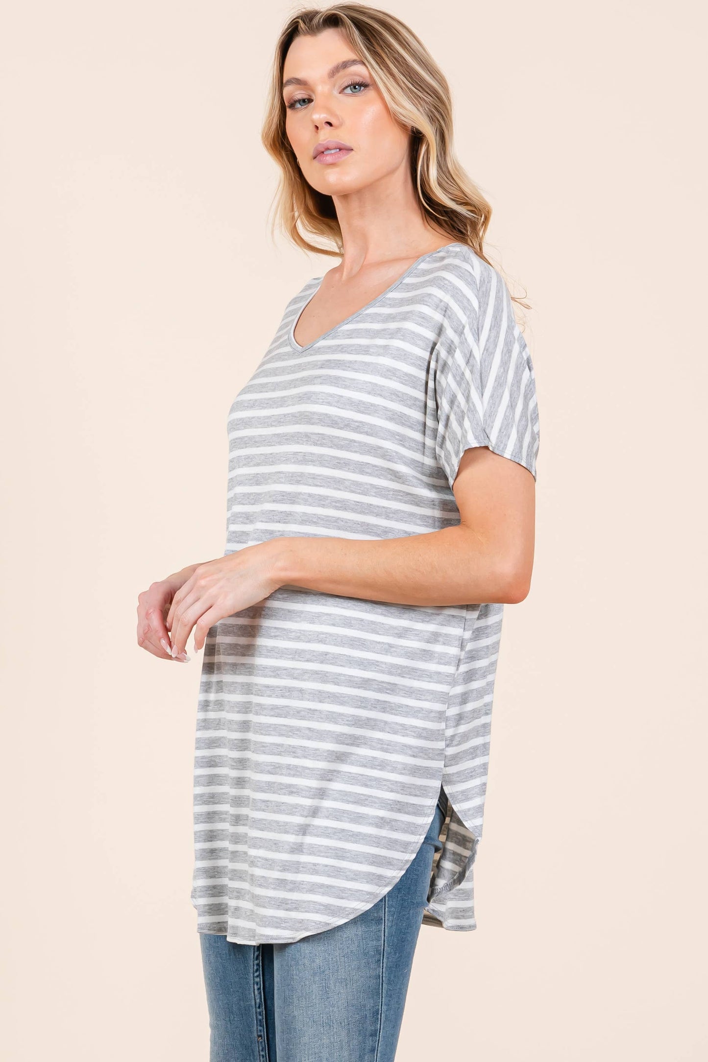 Edie Striped V-neck Tunic S-XL