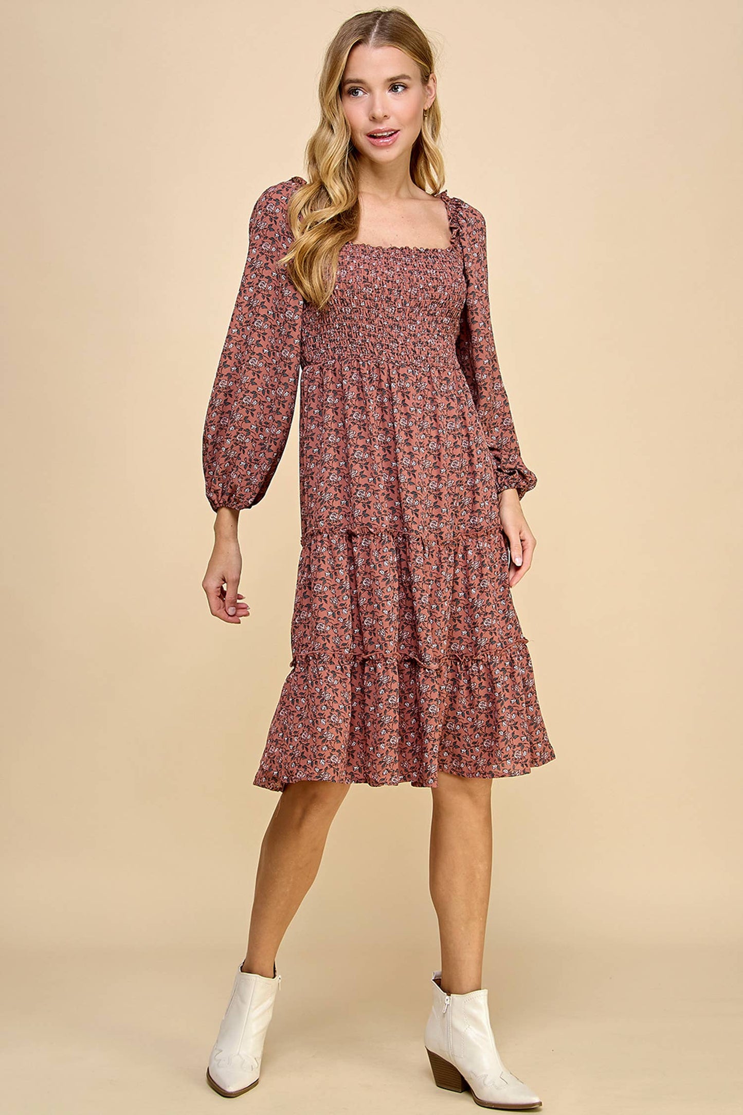 Ireland Tiered Dress W/Smocking S-XL