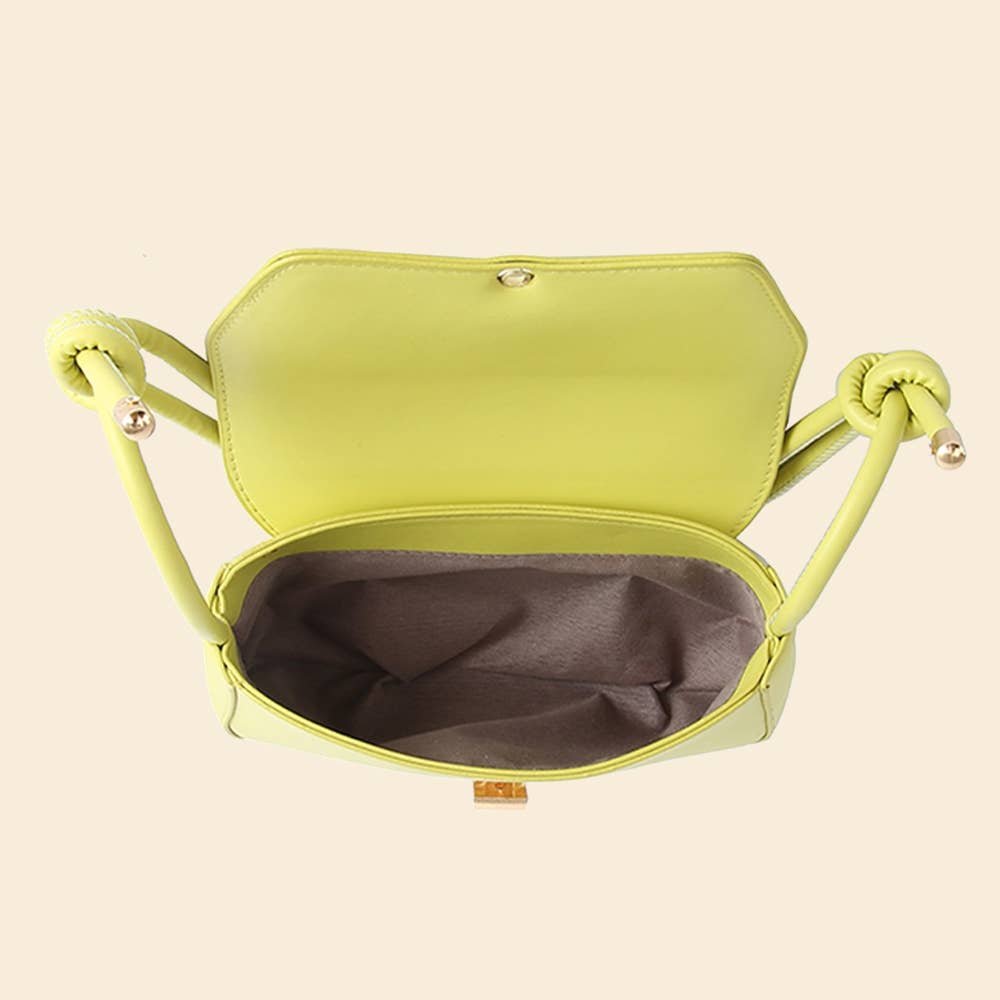 Black Faux Leather Rope Strap Shoulder Bag