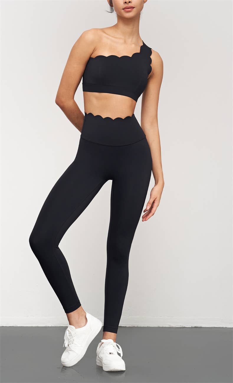 Scalloped High Waist Seamless Leggings