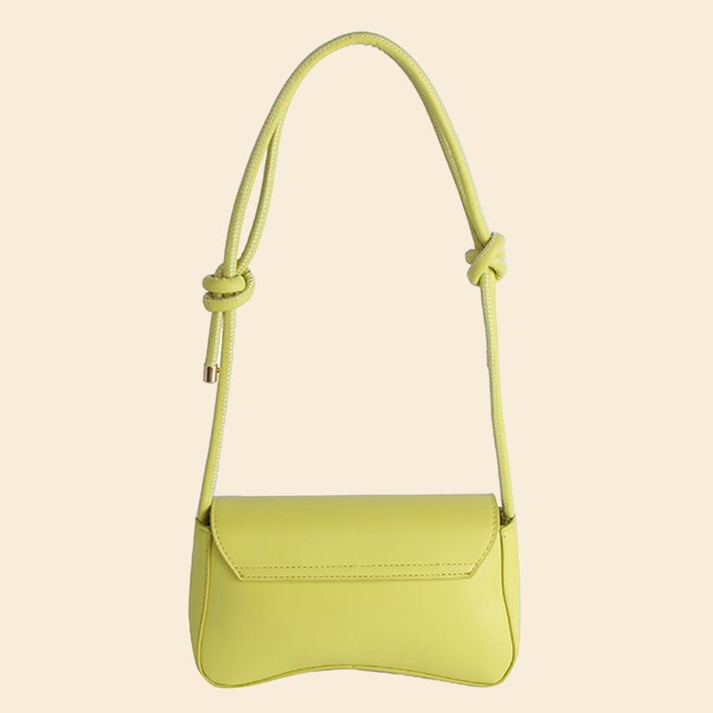 Black Faux Leather Rope Strap Shoulder Bag