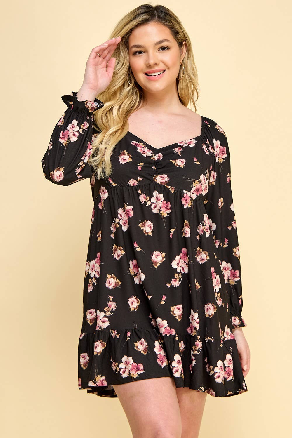 Curvy Raya Floral Babydoll Dress