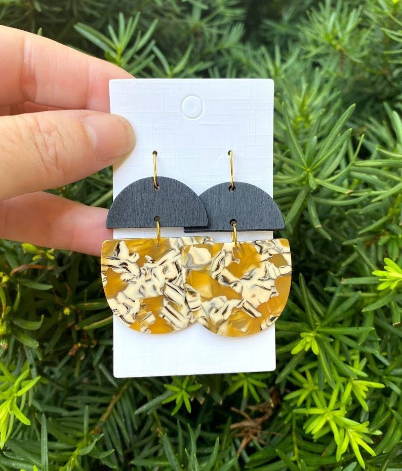 Mustard Yellow Wood and Acrylic Deco Drops