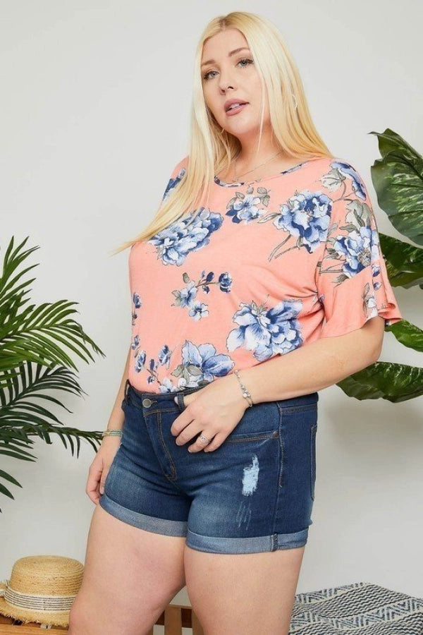 Dayna Denim Cuffed Shorts - Plus Size