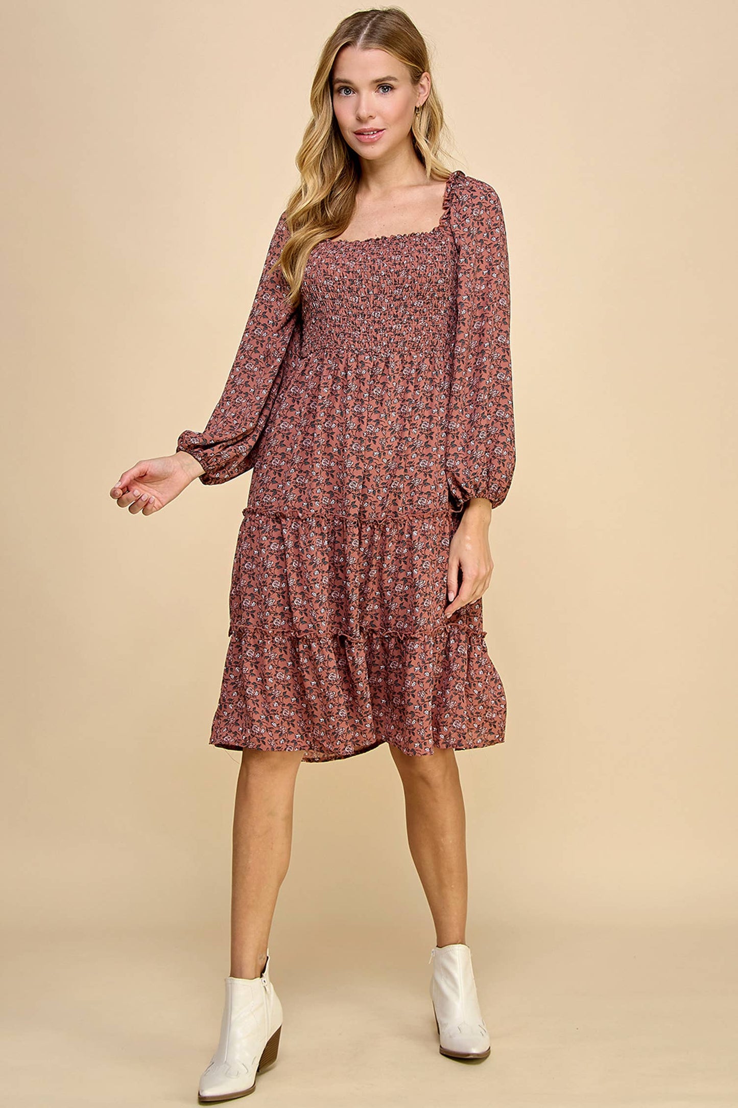 Ireland Tiered Dress W/Smocking S-XL