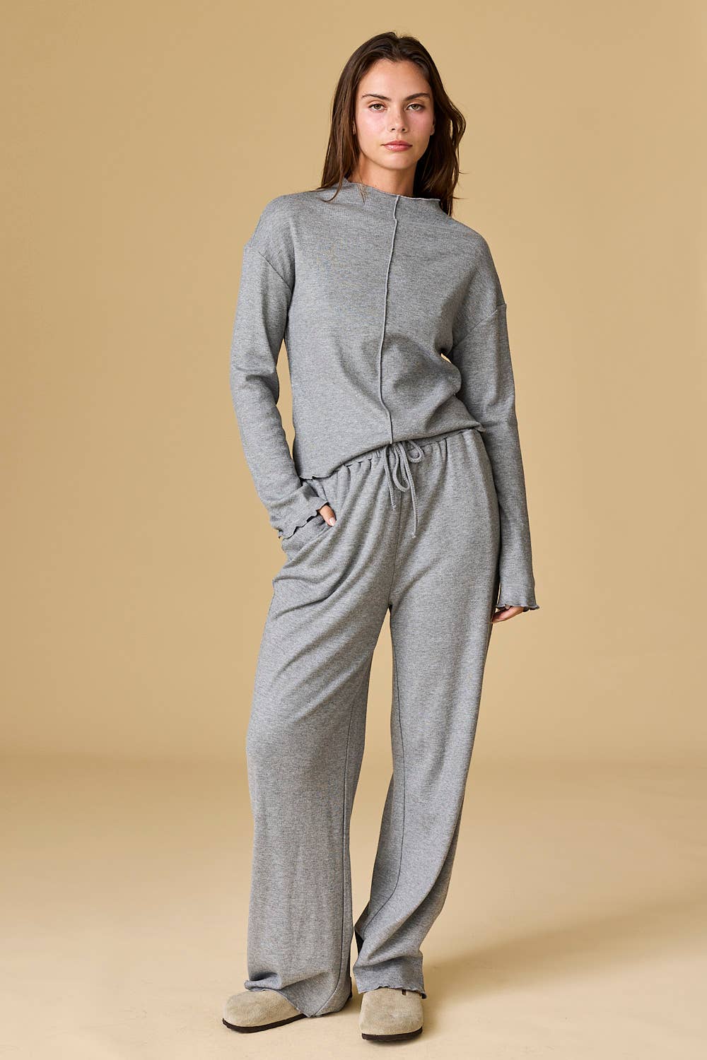 Caden Seam Detailed Knit Top and Pants Set