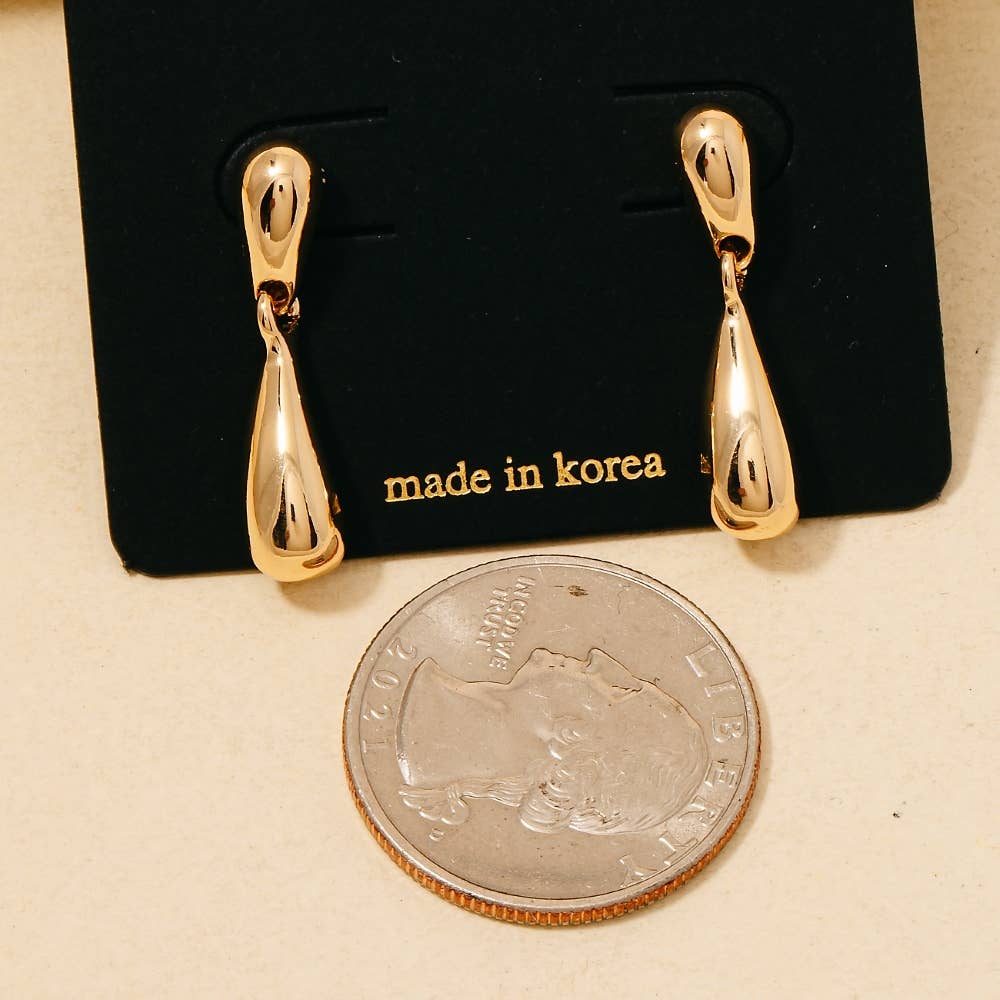 Double Metallic Tear Dangle Earrings