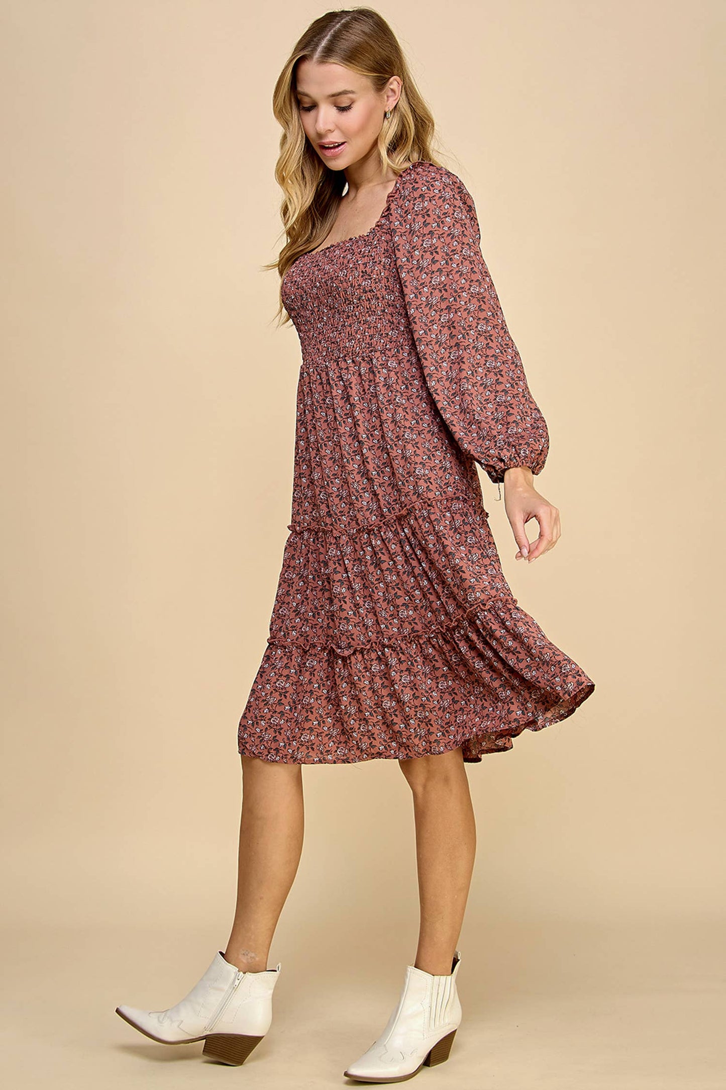 Ireland Tiered Dress W/Smocking S-XL