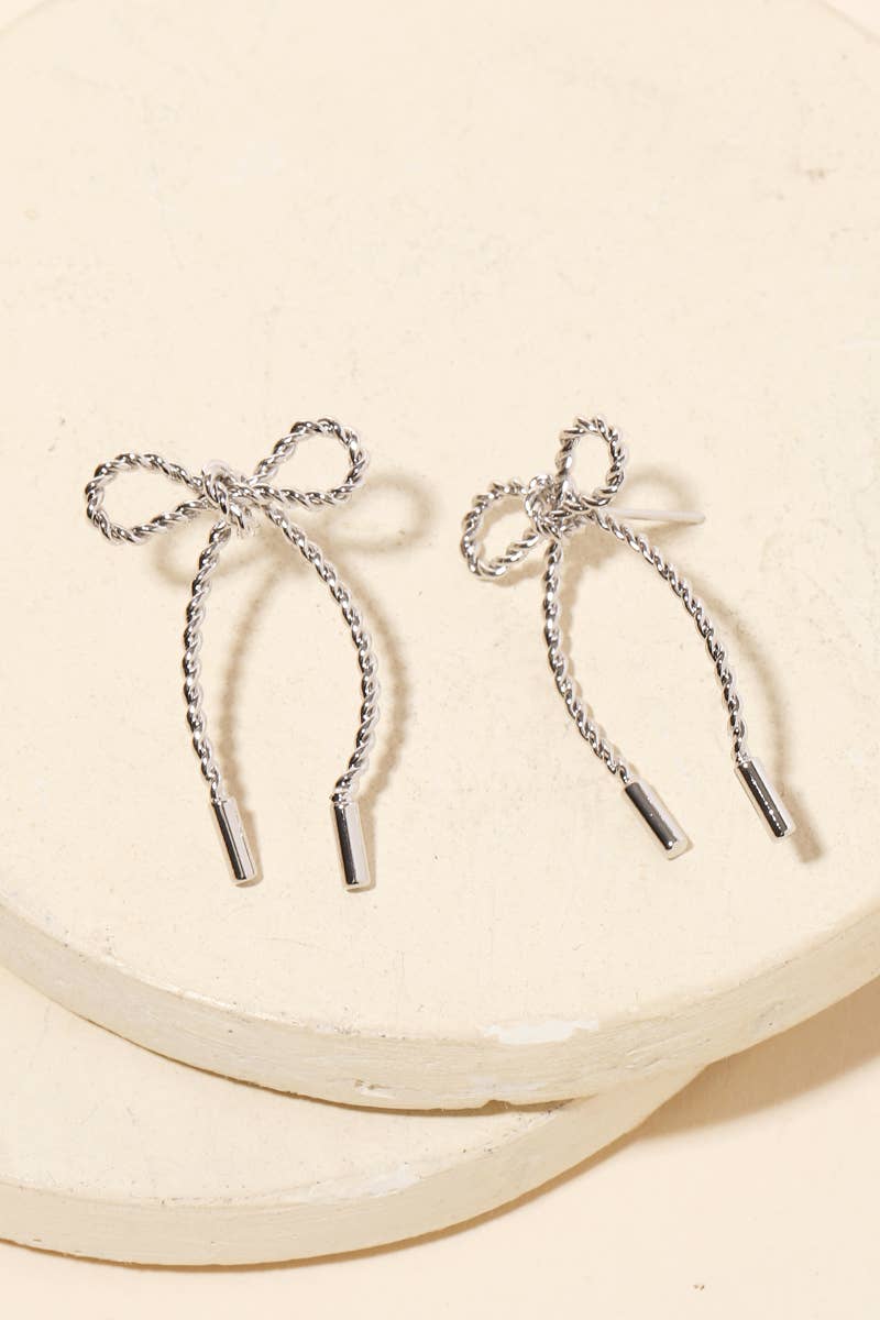 Twisted Bow Tie Earrings - Multiple Colors