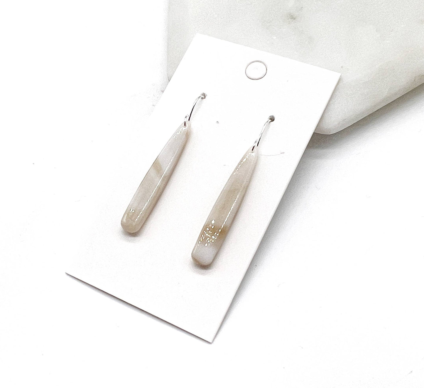 Cream Neutral Pixie Drop Acrylic Earrings