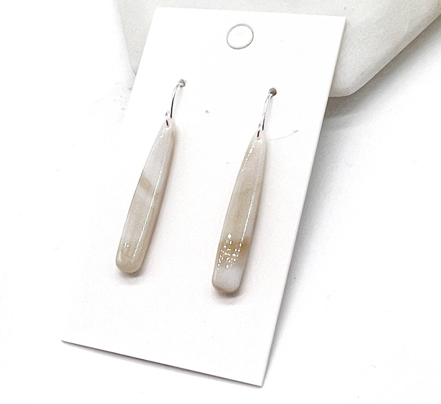 Cream Neutral Pixie Drop Acrylic Earrings