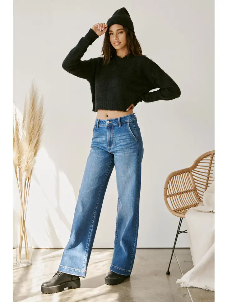 Anna High Rise Trouser Leg Jeans