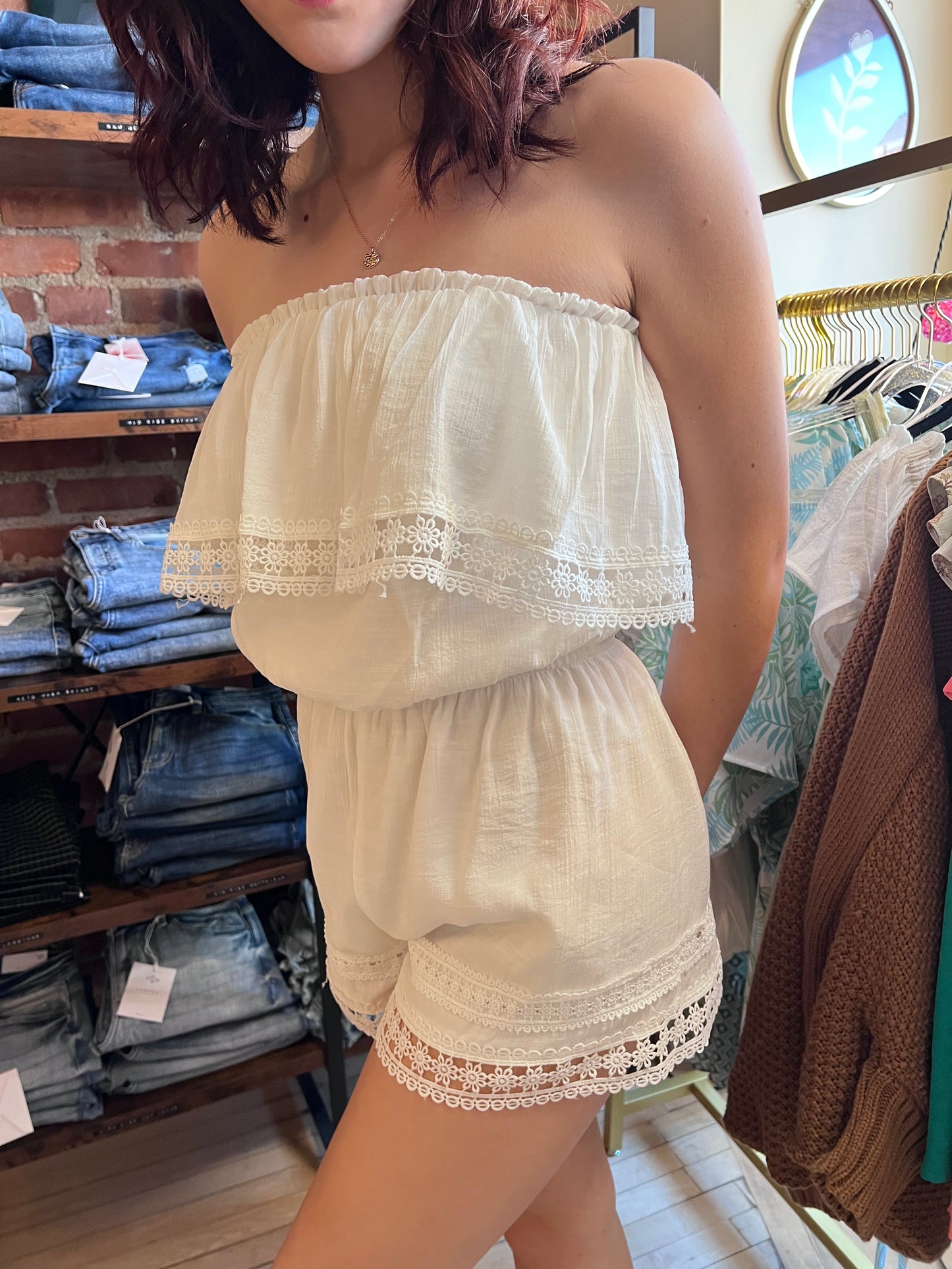 Lorelai Lace Ruffle Romper