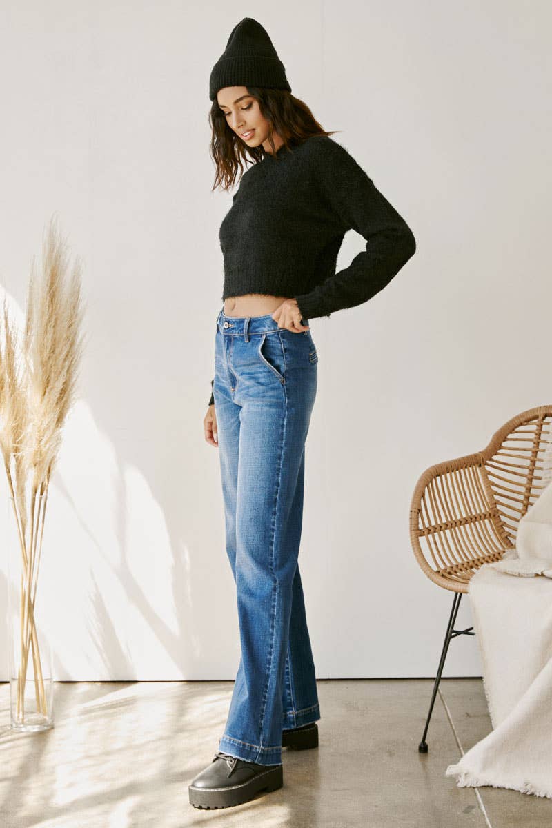 Anna High Rise Trouser Leg Jeans