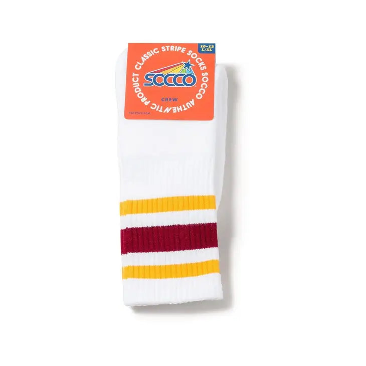 SOCCO Crew White (w/Gold&Maroon Stripe)